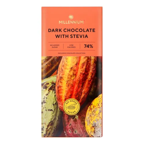 Шоколад 74% чорний зі стевією Millennium к/у 100г