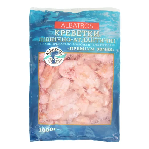 Креветки в панцирі Преміум 90/120 Північно-Атлантичні Albatros в/м м/у 1000г