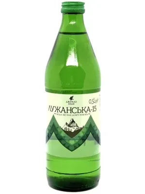 Вода мінеральна Лужанська-15 Джерело нації сильногазована скляна пляшка, 0,5 л