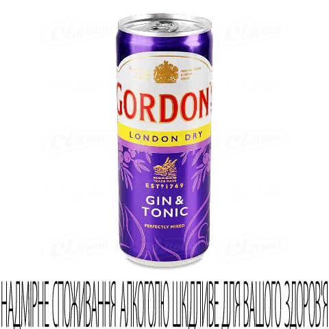 Напій слабоалкогольний Gordon's Gin-Tonic 6,4% 250мл