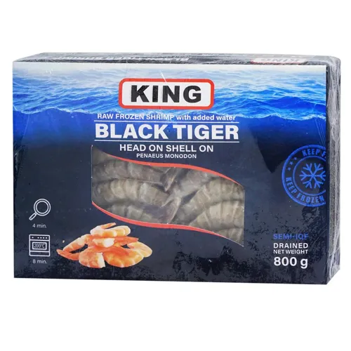 Креветка King тигрова з головою у панцері в глазурі заморожена 21/30 800г