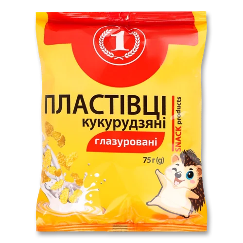 Кукурудзяні Пластівці Глазуровані Цукровою Глазур'ю ТМ "1", В/ґ, 75г