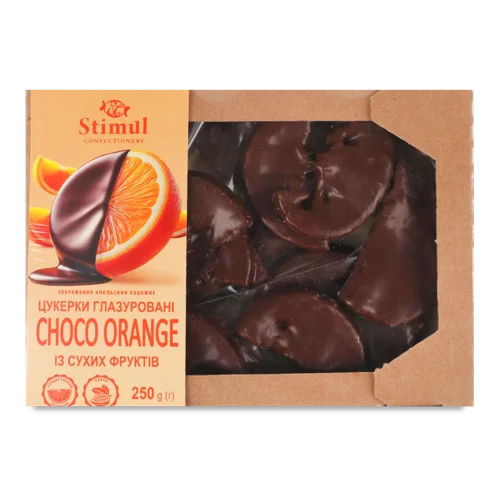 Цукерки Глазуровані З Сухих Фруктів Choco Orange, Картонна Упаковка, 250г