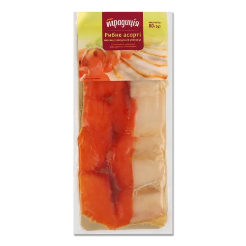 Лосось натуральний, масляний, в/к, 80 г, Традиція