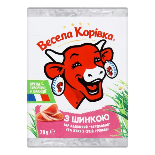 Сир плавлений 43% з шинкою Вершковий Весела Корівка м/у 70г