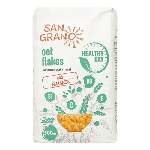 Пластівці вівсяні швидкого приготування з насінням льону Омега San Grano м/у 500г