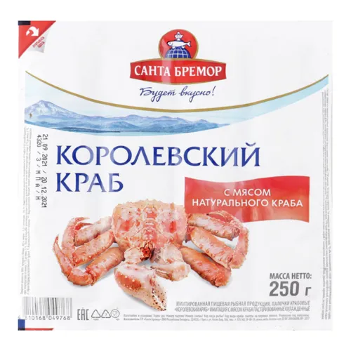 Палички крабові Королівський краб Санта Бремор вищого ґатунку 250г