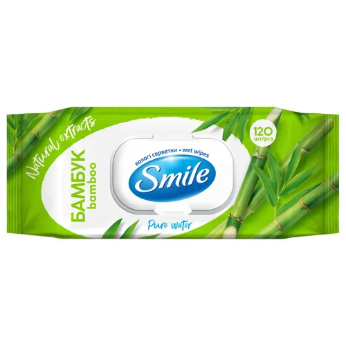 Серветки вологі Smile екстракт бамбука 120шт