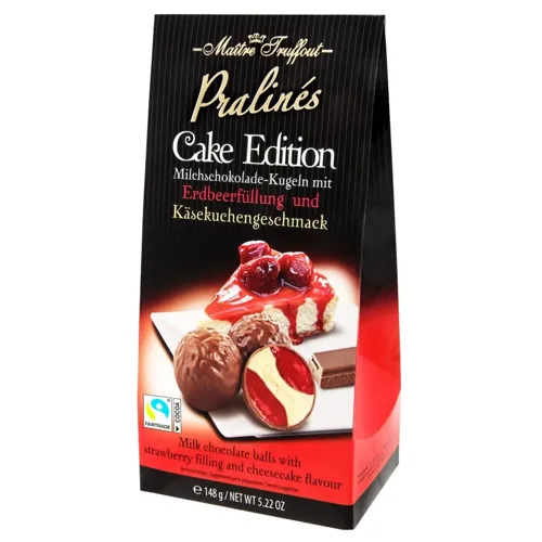 Цукерки Maitre Truffout Cake Edition кульки з молочного шоколаду з полуницею та чізкейком 148г