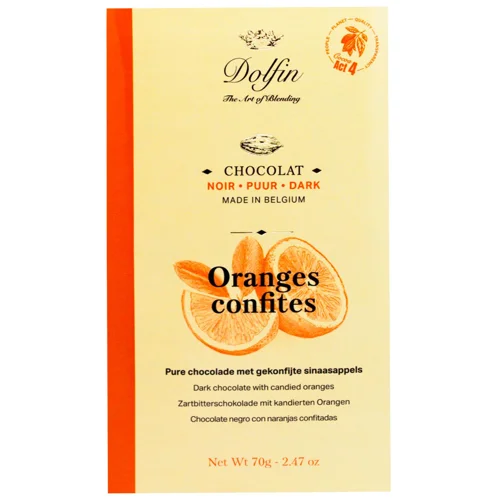 Шоколад чорний Dolfin з апельсином 60% 70г