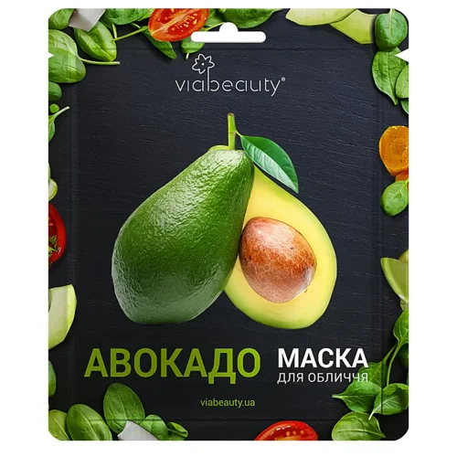 Маска Viabeauty для обличчя зволожувальна тканинна з олією авокадо