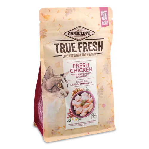Корм сухий повнораціонний для дорослих котів зі свіжою куркою, True Fresh Carnilove, в/к, 0.34 кг