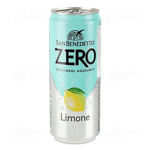 Напій San Benedetto Zero Limone газований безалкогольний у залізній банці, 0,33л