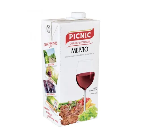 Вино Picnic Merlot червоне сухе 9.5-13% 1л