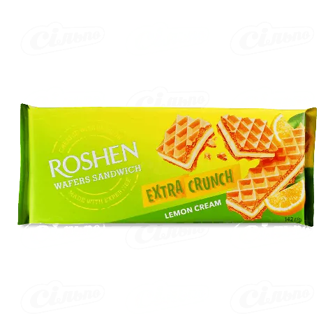 Вафлі Roshen WafersSandw Extra Crunch з лимонним кремом, 142г