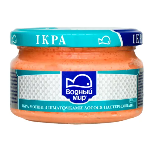 Продукт з ікрою скандинавської риби та лососем Ікра Водный мир с/б 180г