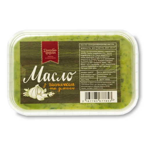 Масло З Часником Та Зеленню Доообра Ферма, 85% Жиру, п/у, 250г