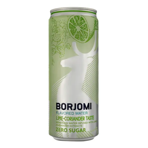 Напій безалкогольний сильногазований Lime-coriander Flavored water Borjomi з/б 0.33л