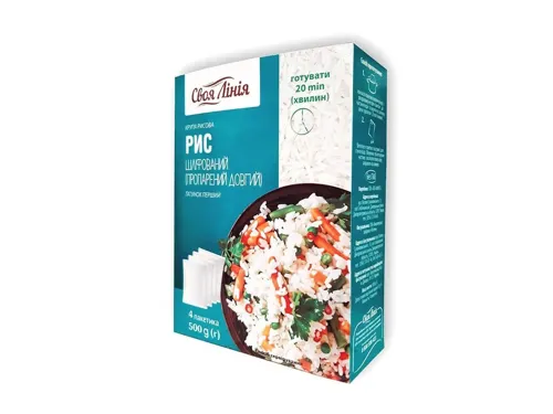 Крупа Своя Лінія рис довгозернистий пропарений 4 х 125г к/уп 0,5 кг