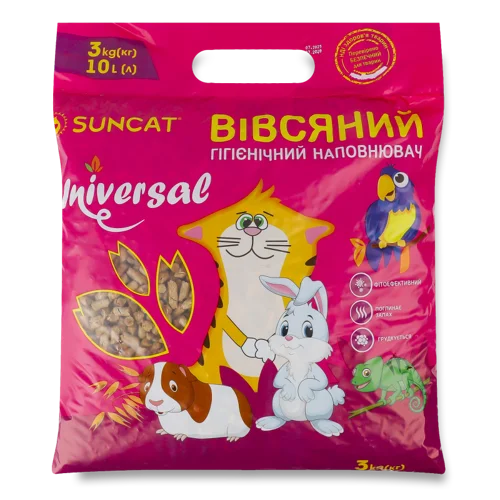 Наповнювач Гігієнічний Вівсяний Антиалергічний Universal Suncat, в/ґ, 3 кг