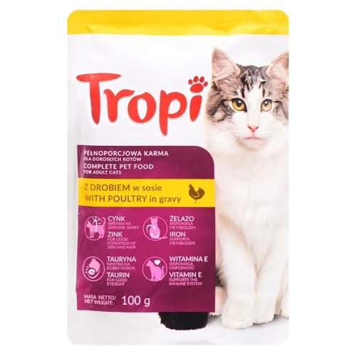 Корм вологий Tropi з птицею для котів 100г