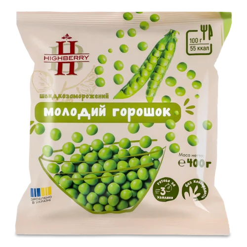Горошок швидкозаморожений молодий Highberry, м/у 400г