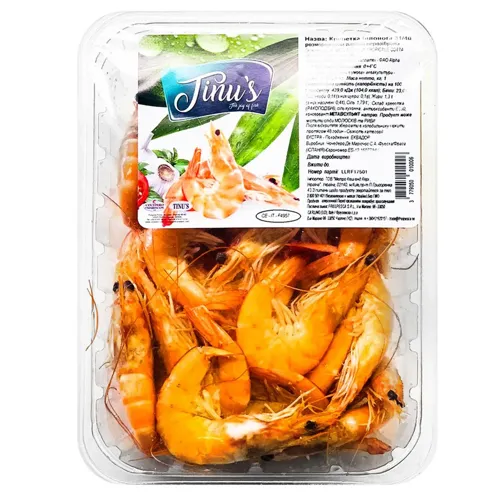 Креветка білонога Tinu's розморожена варена нерозібрана 30-40