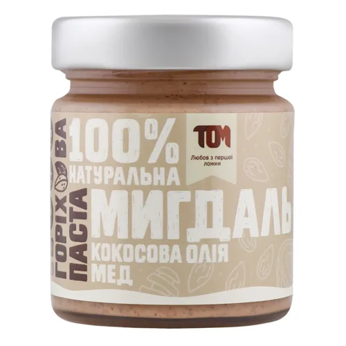 Паста мигдальна з кокосовою олією та медом Том с/б 180г