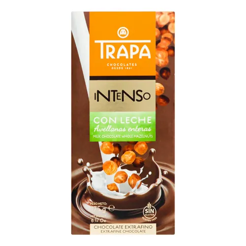 Шоколад молочний з цілими ядрами фундука Intenso Con Leche Trapa м/у 175г