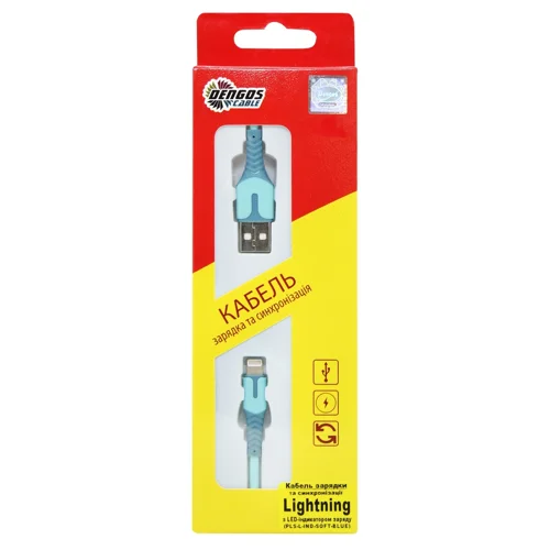 Кабель Dengos USB-Lightning Blue 1м