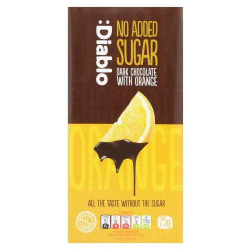 Шоколад чорний Diablo без цукру з апельсином 49%, 75г