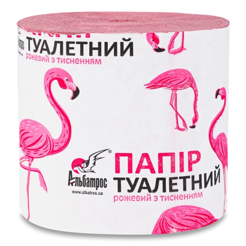 Туалетний Папір Рожевий З Тисненням, Макулатура, Альбатрос, 1шт