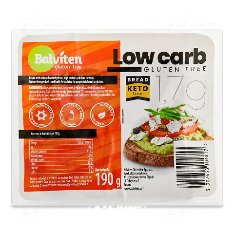 Хліб Balviten Low carb низьковуглеводний без глютена, 190г