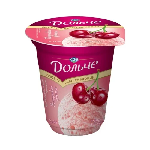 Десерт сирковий аерований Дольче Вишневий ф'южн 3,4% п/стакан, 170г