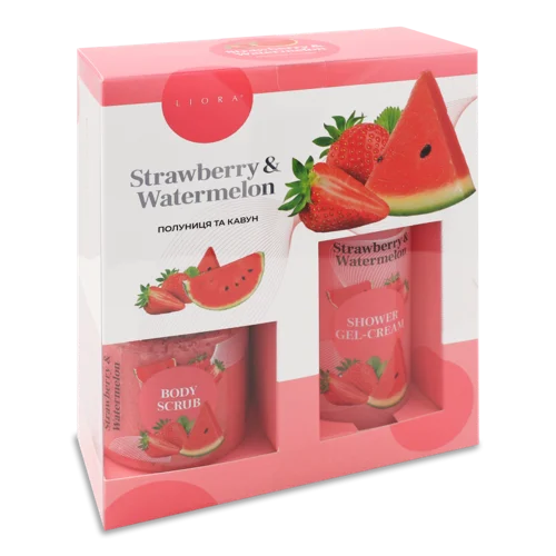 Гель для душу Strawberry&Watermelon, Крем-баттер для тіла, Liora, 250мл+150мл