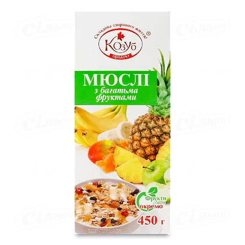 Мюслі Козуб продукт з багатьма фруктами, 450г