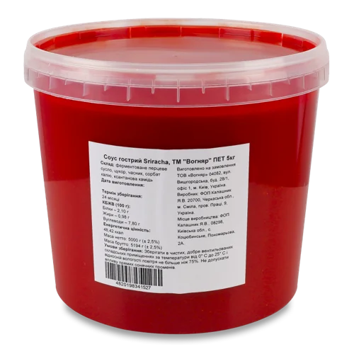 Соус Гострий Sriracha, В/ґ, Відро 5кг