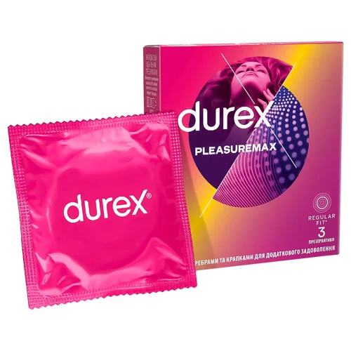 Презервативи Durex Pleasuremax латексні з силіконовою змазкою з ребрами та крапками Зшт