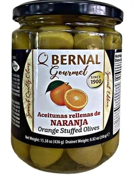 Оливки зелені фаршировані апельсином Bernal 436г