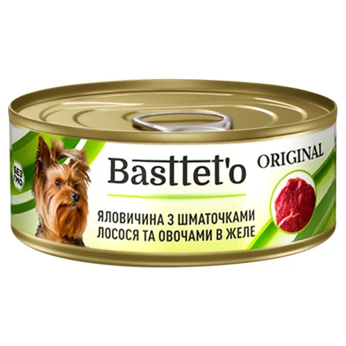 Корм вологий Basttet'o Original з яловичиною, шматочками лосося та овочами для собак 85г