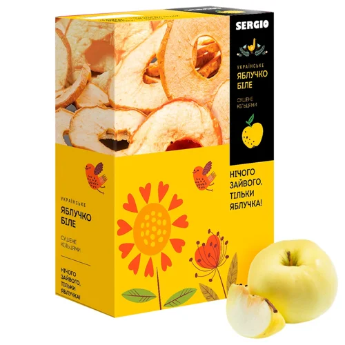 Яблука білі Sergio сушені кільцями 150г