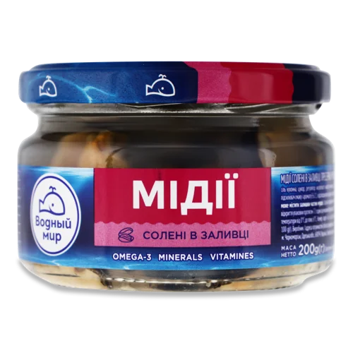 Мідії Солені В Заливці, Вищого Ґатунку, З/Б 200г