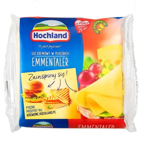 Сир плавлений Хохланд Емменталер скибочками 40% 130г