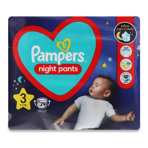 Памперси Трусики 6-11 кг 3 Night Pants Pampers, 29 шт