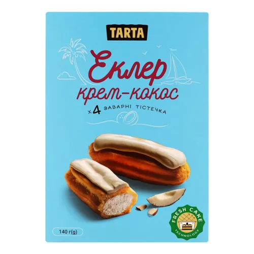 Тістечка заварні Еклер крем-кокос Tarta к/у 140г