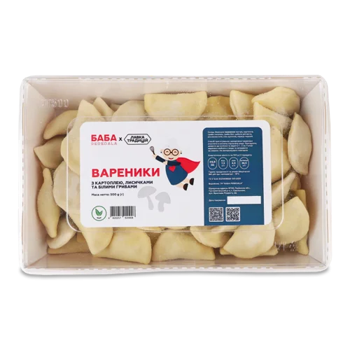 Вареники З Картоплею, Лисичками Та Білими Грибами Баба Peredala, Картонна Упаковка, 500г
