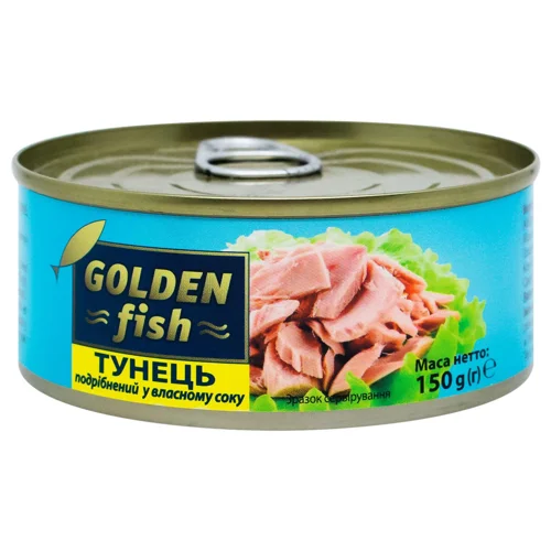Тунець Golden Fish подрібнений у власному соку 150г
