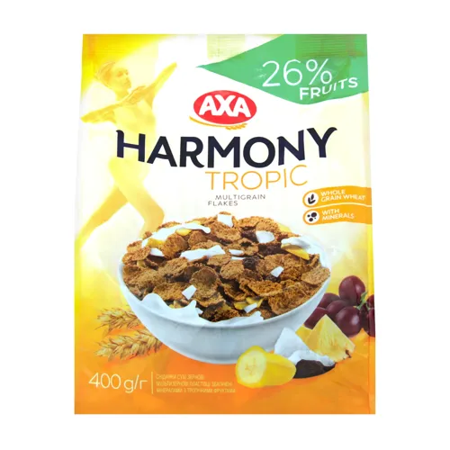 Пластівці мультизернові з тропічними фруктами Harmony Аха м/у 400г