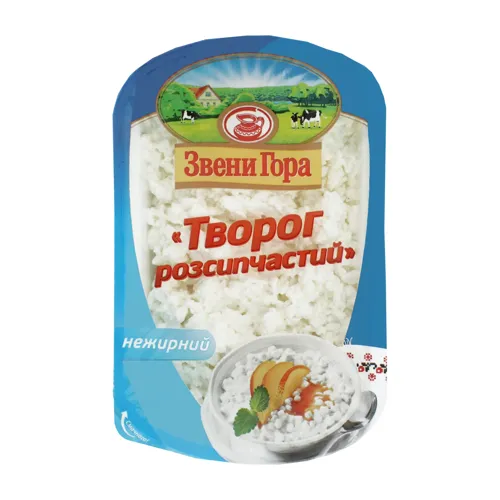 Сир кисломолочний нежирний розсипчастий Звени Гора п/у 330г
