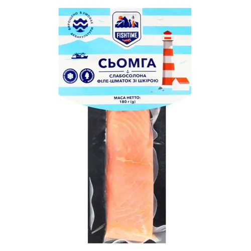 Сьомга Fishtime філе-шматок слабосолона 180г